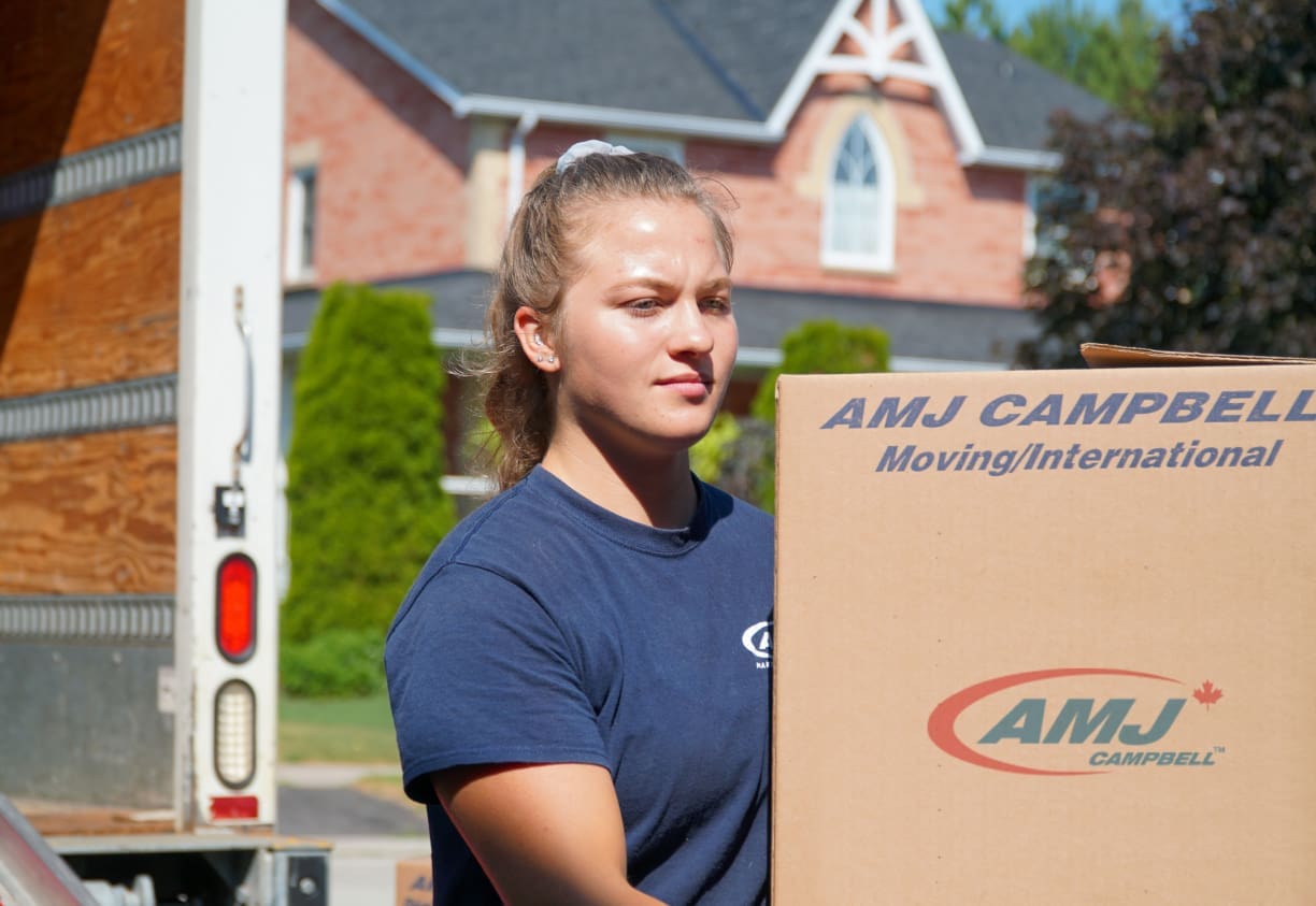 Girl with boxes